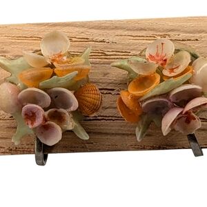 VINTAGE Delicate Shell Earrings Floral Colorful Beautiful Retro Y2K Pink Coral